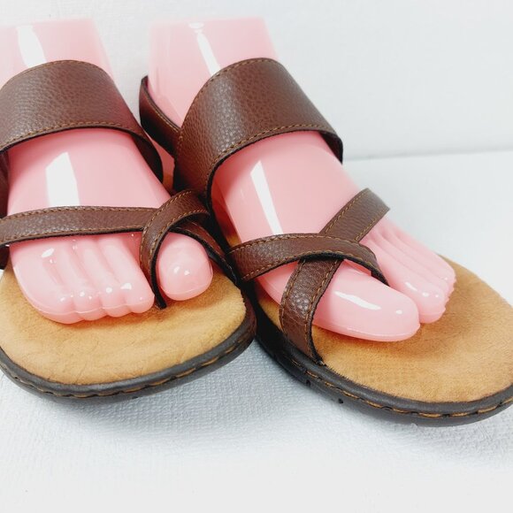 Boc Women's Brown Pebble Leather Open Toe Slingback Sandal Size US 8M - Picture 4 of 13